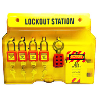 Filled Lockout Tagout Station - 4 Padlocks