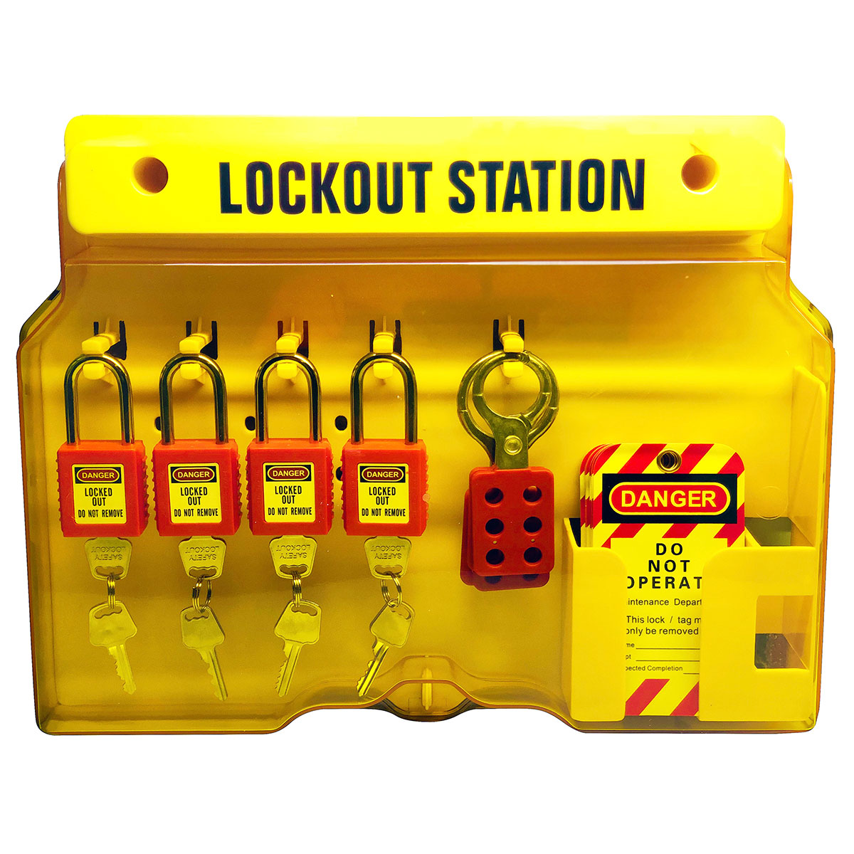 Filled Lockout Station - 4 Padlocks - Next Day Safety