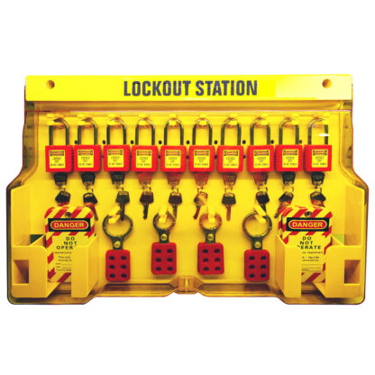 Filled Lockout Tagout Station – 10 Padlocks