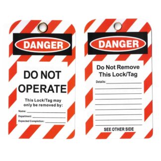 "DANGER Do Not Operate" Lockout Tags