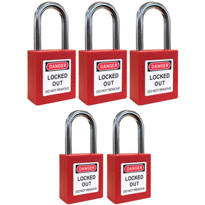 Set of 5 Lockout Tagout Padlocks