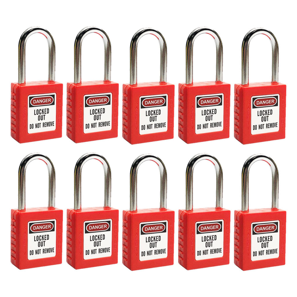 Sets of 10 Lockout Tagout Padlocks Next Day Safety
