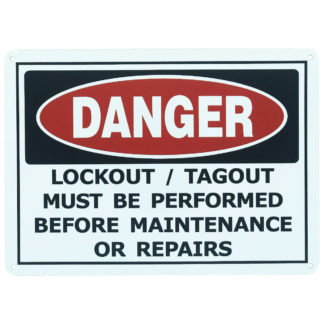 LOTO Signage - "Lock Out Tagout Before Maintenance or Repairs"