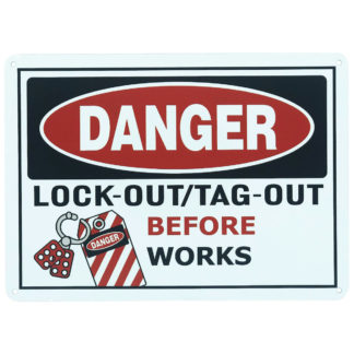 LOTO Signage - "Lock Out Tagout Before Works"