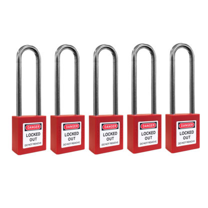 Set of 5 Long Shackle Lockout Padlocks