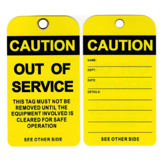Yellow & Black "Out Of Service" Tags