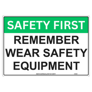 Remember Wear Safety Equipment Safety Sign