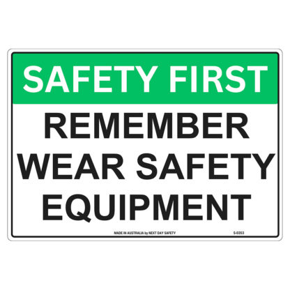 Remember Wear Safety Equipment Safety Sign