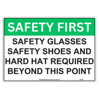 Safety Glasses Safety Shoes And Hard Hat Required Beyond This Point Safety Sign