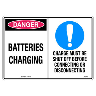 Danger Batteries Charging And Mandatory Charge Must be Shut Off Before Connecting Or Disconnecting Sign