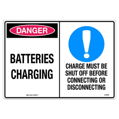 Danger Batteries Charging And Mandatory Charge Must be Shut Off Before Connecting Or Disconnecting Sign