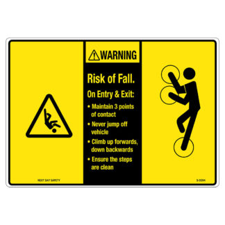 Warning Risk Of Fall Instructions Sign