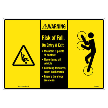 Warning Risk Of Fall Instructions Sign