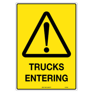 Warning Trucks Entering Sign