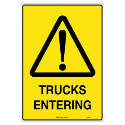 Warning Trucks Entering Sign