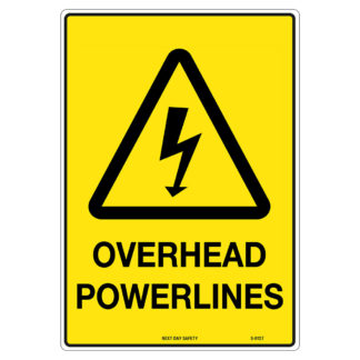 Warning Overhead Powerlines Sign