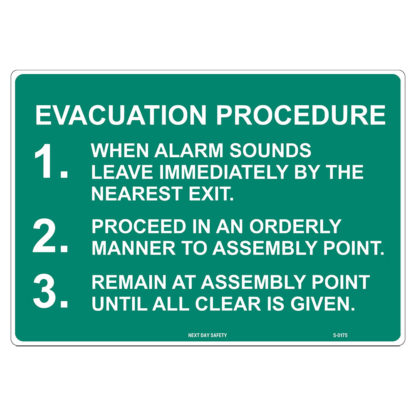 Evacuation Procedure Sign