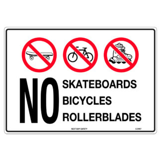 No Skateboards Bicycles Rollerblades Prohibition Sign
