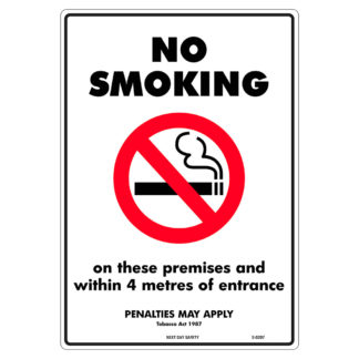 No Smoking On Premises Or Within 4 Meters Of Entrance Prohibition Sign