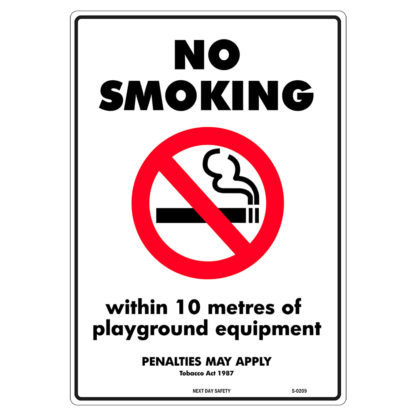 No Smoking Within 10 Meters of Playground Equipment Prohibition Sign