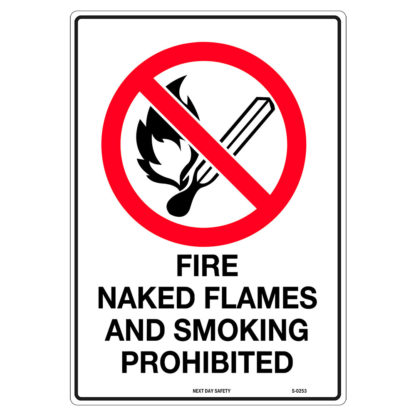 Fire, Naked Flames And Smoking Prohibited Sign