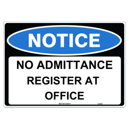 No Admittance Register At Office Notice Sign