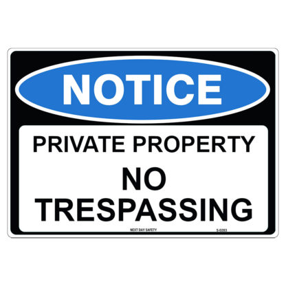 Private Property No Trespassing Notice Sign