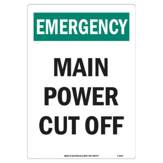 Main Power Cut Off Sign