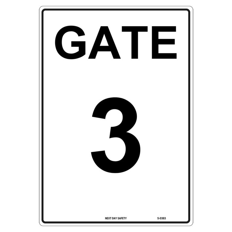 Gate 3 Numbering Sign - Next Day Safety