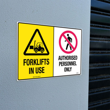 Warning Forklifts In Use And Prohibition Authorized Personal Only Sign - Image 2