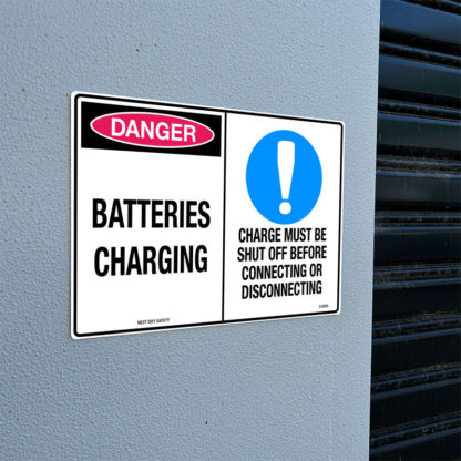 Danger Batteries Charging And Mandatory Charge Must be Shut Off Before Connecting Or Disconnecting Sign - Image 2