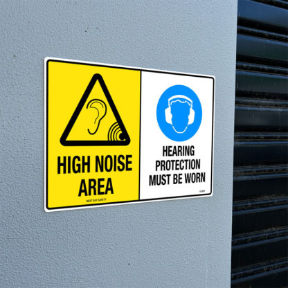 Warning High Noise Area and Mandatory Hearing Protection Must Be Worn Sign - Image 2