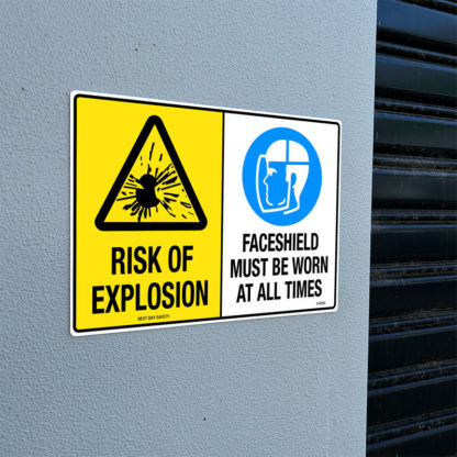Warning Risk Of Explosion and Mandatory Faceshield Must Be Worn Sign - Image 2