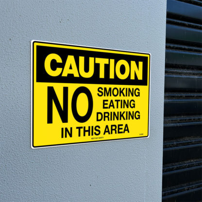 Caution No Smoking Eating Drinking In This Area Sign - Image 2