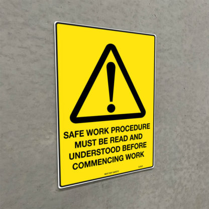 Warning Safe Work Procedure Must Be Read And Understood Before Commencing Any Work Sign - Image 2