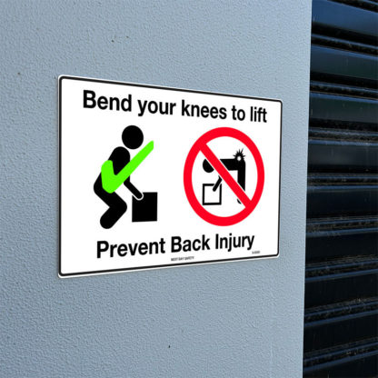 Bend Your Knees To Lift Prevent Back Injury Prohibition Sign - Image 2