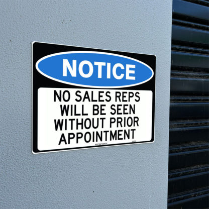 No Sales Reps Will Be Seen Without Prior Appointment Notice Sign - Image 2