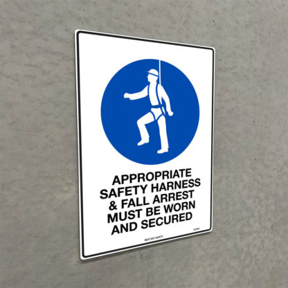 Appropriate Safety Harness And Fall Arrest Must Be Worn And Secured Mandatory Sign - Image 2