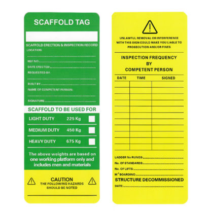 Scaffold Tags - Pack of 10