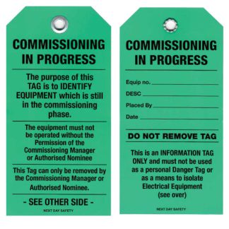 Green Commissioning In Progress Safety Tags