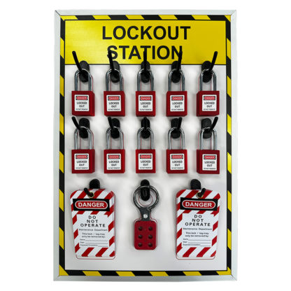Filled 13 Hook Lockout Shadow Board