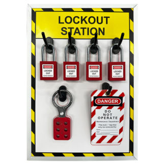 Filled 6 Hook Lockout Shadow Board