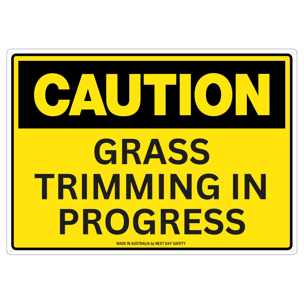 Caution Grass Trimming In Progress Safety Sign