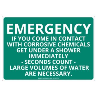 Emergency Corrosive Chemicals Shower Instruction Sign