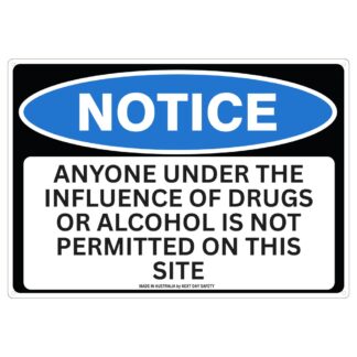 Notice: No Entry Under the Influence of Drugs or Alcohol Sign