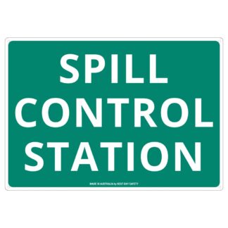 Spill Control Station Sign – Green And White, Compliant For Australia