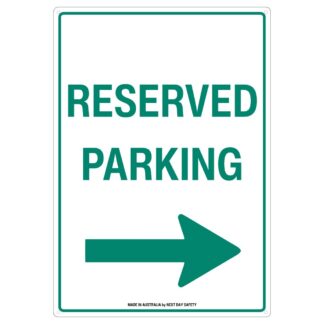 Reserved Parking Right Arrow Sign