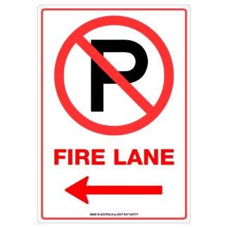 No Parking Fire Lane Left Arrow Sign
