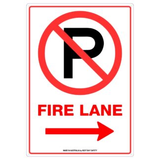 No Parking Fire Lane Right Arrow Safety Sign