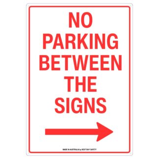 No Parking Between The Signs Right Arrow Sign